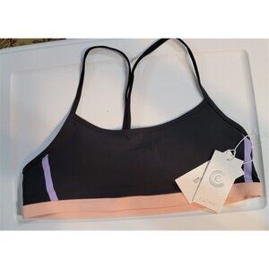 NWOT Calme Endure Sports II Bra Sz L Black Peach 114855